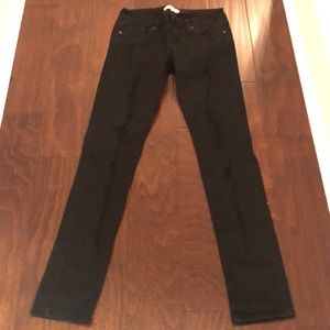 Black womens distressed jeans